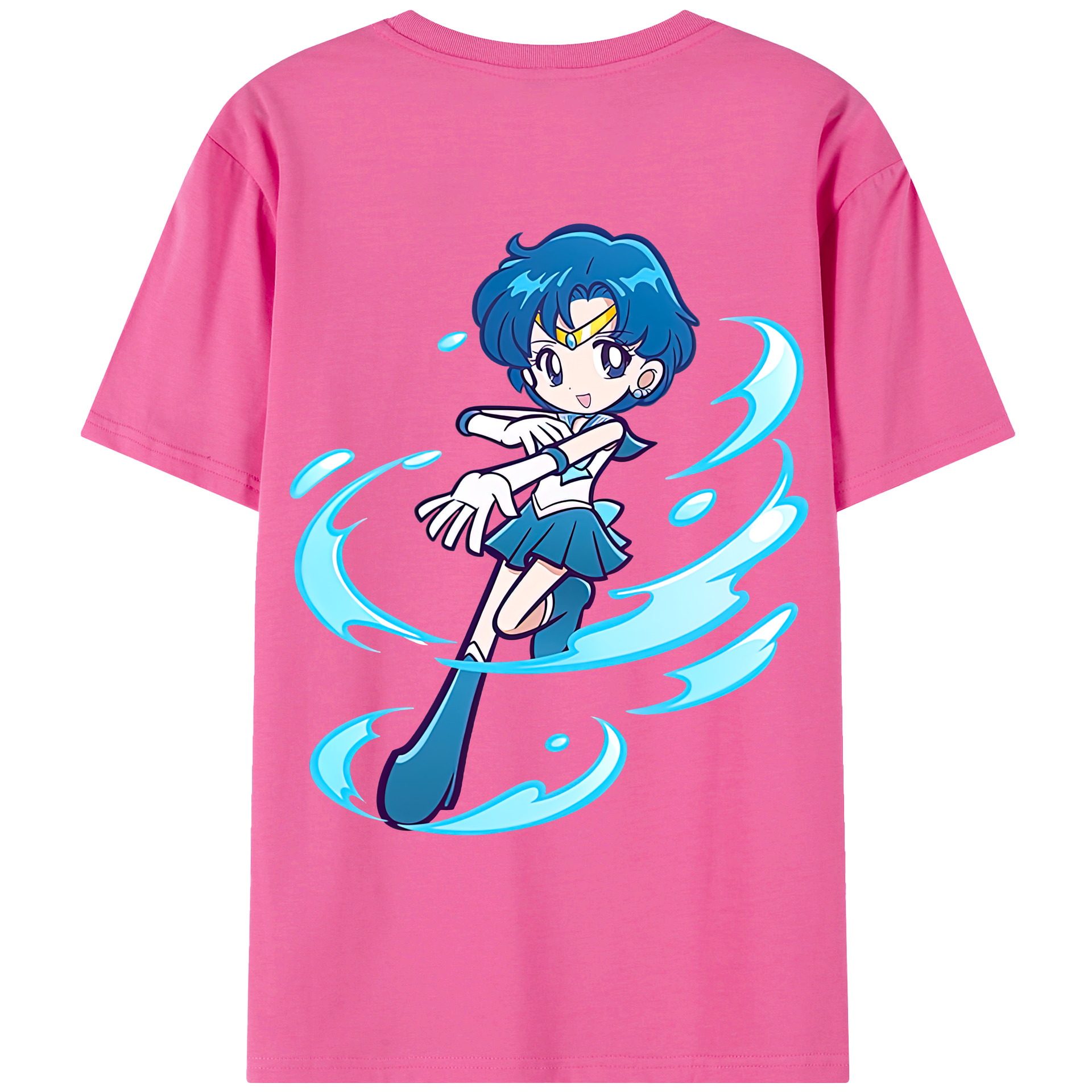 （画像用） 美少女戦士セーラームーン 水野 亜美 みずの あみ Sailor Moon Mizuno Ami レディース半袖Tシャツ(バックプリント)